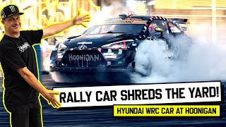 Ken Block’s Hyundai i20 WRC Rally Car Takeover at Hoonigan&#39;s Tire Slayer Studios