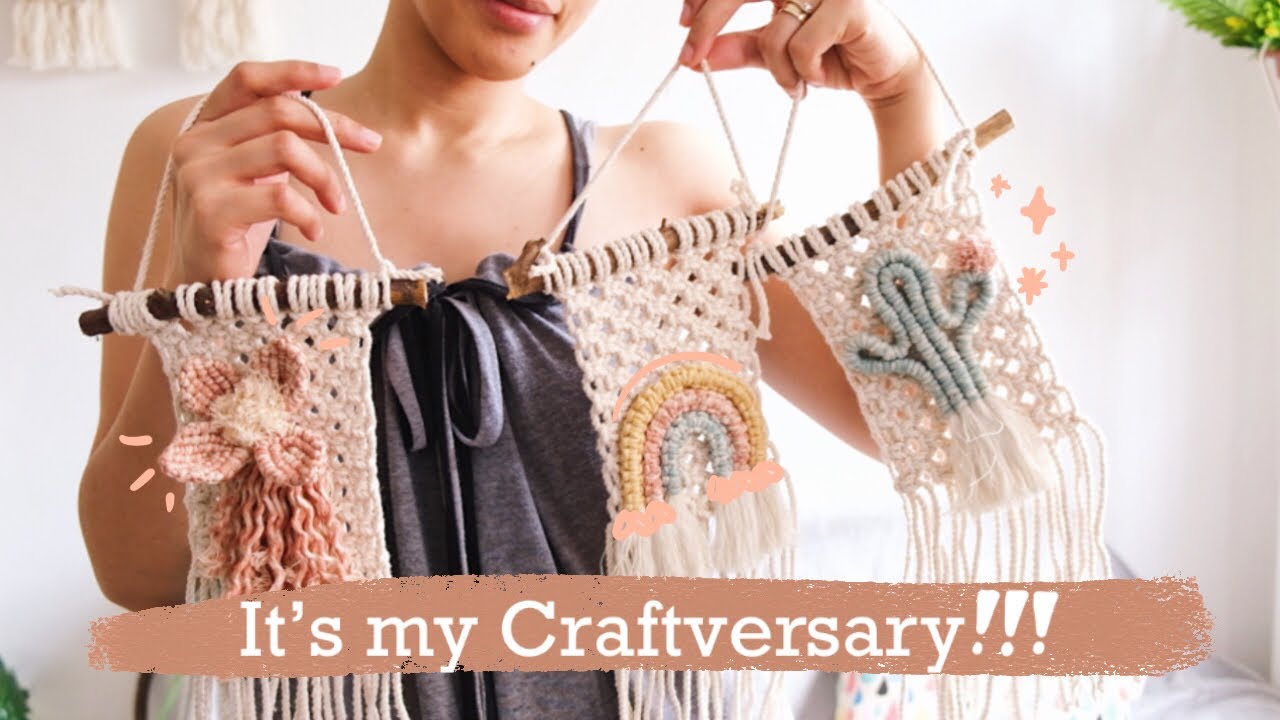I Made 3 Mini Macrame Wall Hangings for Giveaways | Craftversary Special | Silent Vlog Philippines