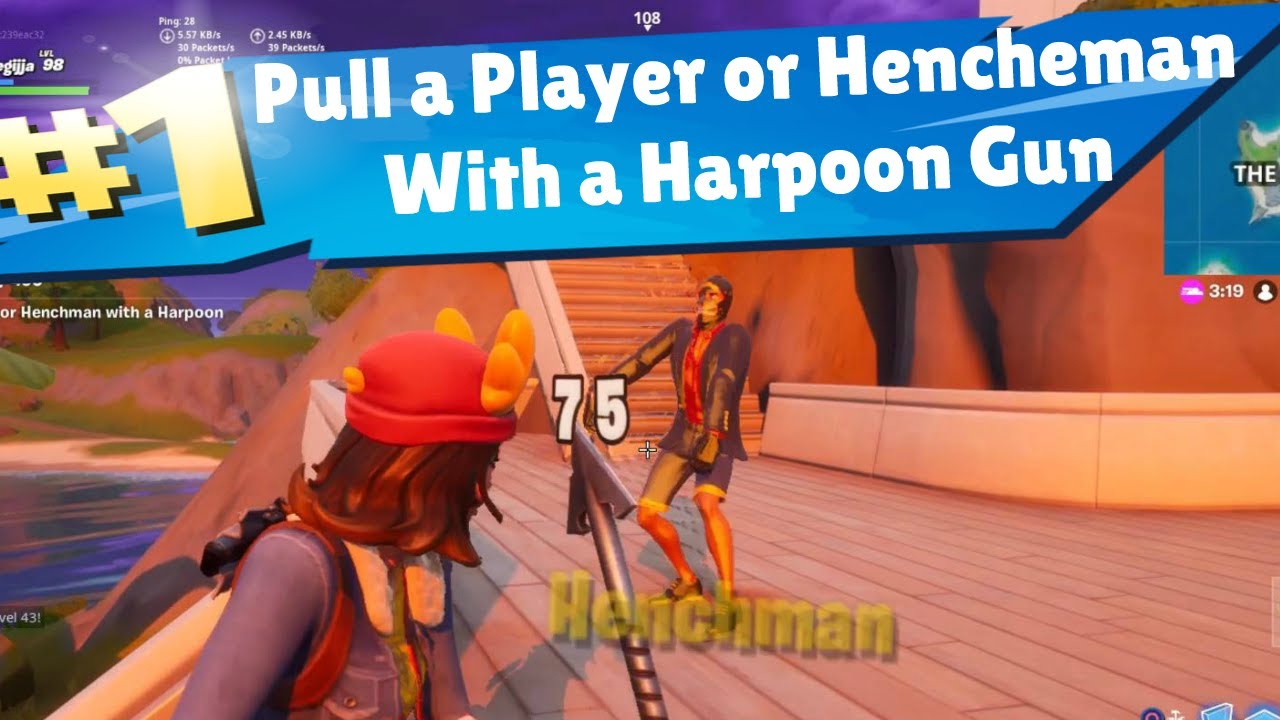 Pull a Player or Henchmen With a Harpoon gun Fortnite Week 7 Challenge