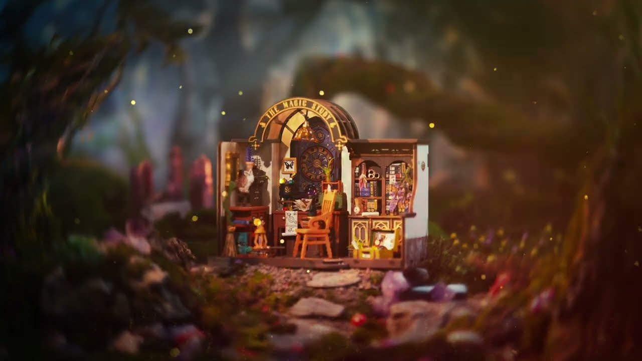 Rolife Miniatur Haus – The Magic Study, DIY Bausatz Mit LED, Zauberbuch & Kristallkugel, Schreibtischdeko, 21x13x19 Cm, Geschenk Für Bastler