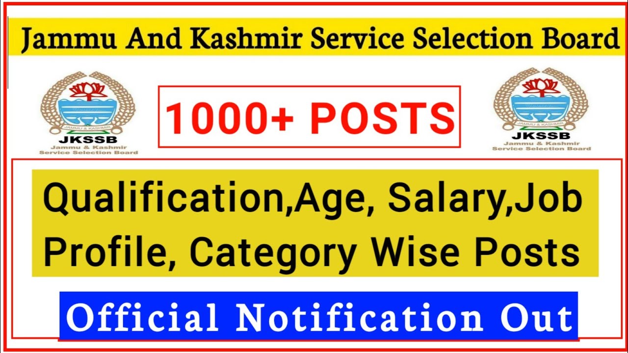 JKSSB Fresh 1000+ Job Vacancies J&K New Jobs 2022 Chek
