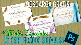 Descarga GRATIS Pack 15 CERTIFICADOS EDITABLES PHOTOSHOP   Pack Fuentes Tipográficas