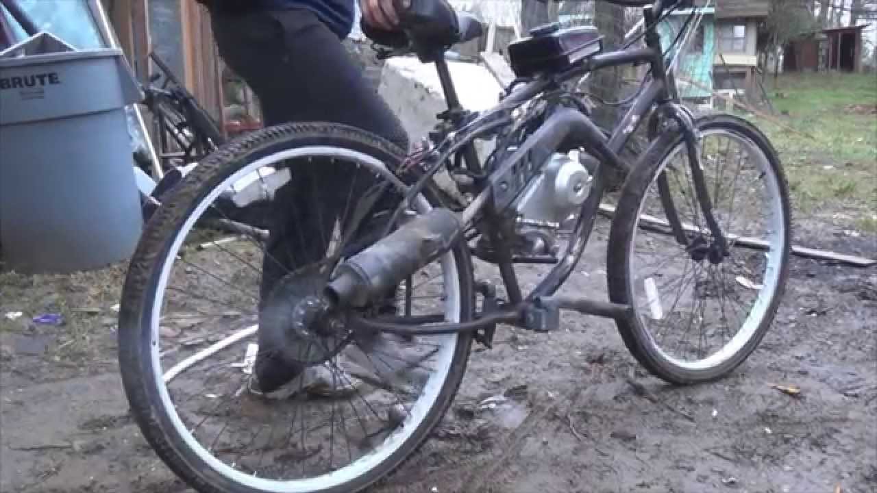 Test ride! Putting Dirt Bike Motor On Bicycle (part 3/4) - YouTube