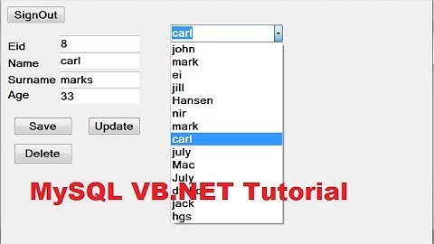 MySQL VB.NET Tutorial 10 :Database values in textbox if select Combobox