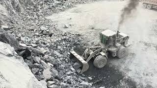 Massive Rock Loading with Caterpillar Loader | Heavy Equipment Working at Quarry #catterpillar 