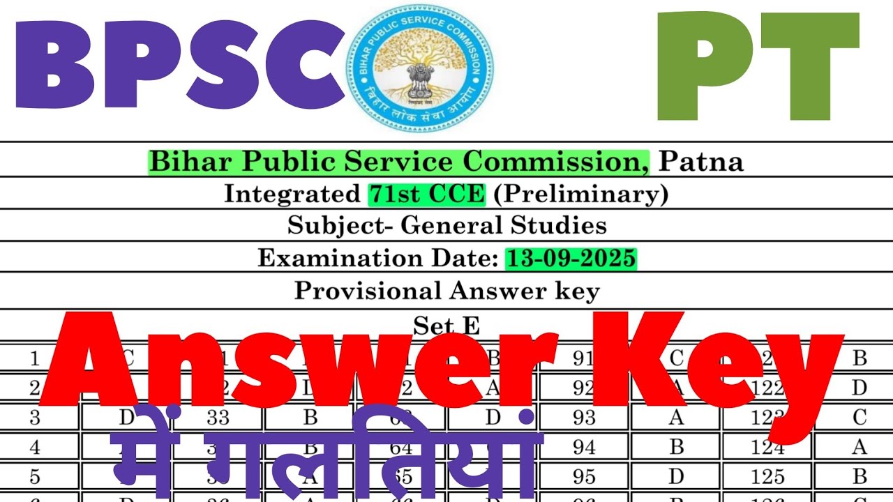 71st BPSC  PT 2025: Official Answer Key की गलतियां BPSC CCE 2025 Provisional Answer Key  गड़बड़ी ❌  