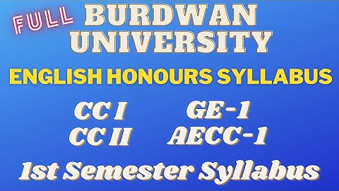 English Honours First (1st) Semester Syllabus Burdwan University | CBCS Pattern | BU