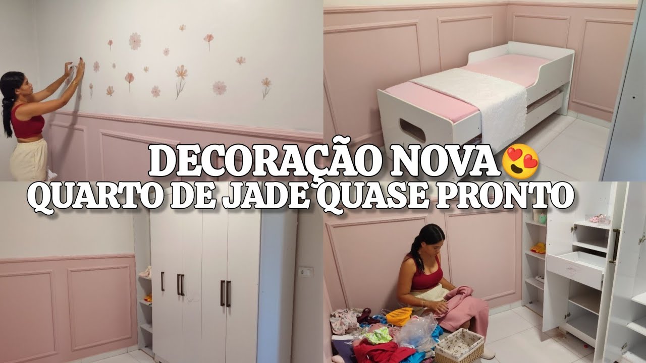TRANSFORMAÇÃO INCRÍVEL NO QUARTO DE JADE🩷 compramos a cama, DECORAÇÃO NOVA, organizando guarda roupa
