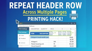 How To Repeat Header Row Or Rows In Excel During Printing.