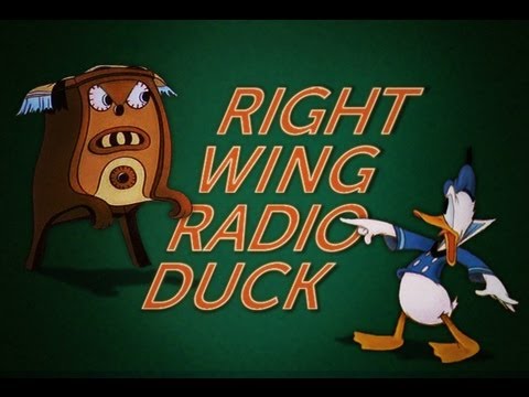 A re-imagined Donald Duck cartoon remix constructed using 50 classic Walt Disney animated shorts from the 1930s through 1960s. Donald's life is turned upside-down by the current economic crisis and he finds himself unemployed and falling behind on his house payments. As his frustration turns into despair Donald discovers a seemingly sympathetic voice coming from his radio named Glenn Beck. Will Donald's feelings of disenfranchisement lead him to be persuaded by his radio's increasingly paranoid and divisive rhetoric? Or will our favorite Disney duck decide that this voice is not actually on his side after all? Watch and find out! â¢ Listen to Glenn Beck's response on his radio show to this remix video: YouTube via stopbeck.org - www.youtube.com â¢ Better yet check out ikat381's remix of Beck's response using Mickey Mouse: www.youtube.com This transformative remix work constitutes a fair-use of any copyrighted material as provided for in section 107 of the US copyright law. "Right Wing Radio Duck" by Jonathan McIntosh is licensed under a Creative Commons BY-NC-SA 3.0 License - permitting non-commercial sharing with attribution. â¢ Please link back to my website: www.rebelliouspixels.com â¢ English captions are now working in case you're not fluent in duck-speak â¢ Learn about fair-use at the Center for Social Media centerforsocialmedia.org â¢ Learn about transformative works at the OTW transformativeworks.org â¢ Useful Media Matters archive of Glenn Beck clips mediamatters.org <b>...</b>