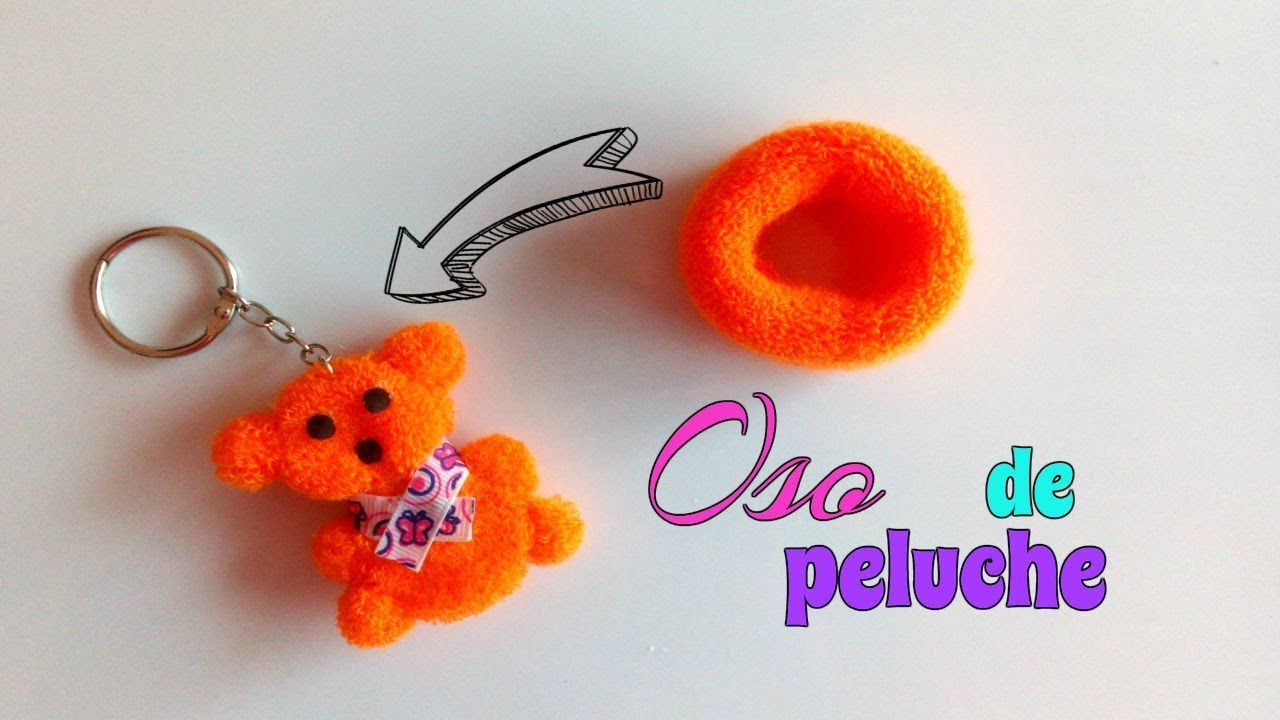 LLAVERO OSO de PELUCHE con una GOMA de PELO/FÁCIL y RÁPIDO.