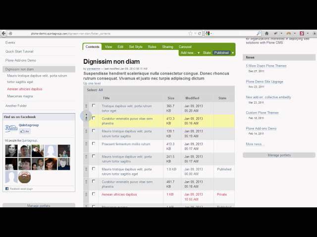 Plone 4 Demo - How to manage content