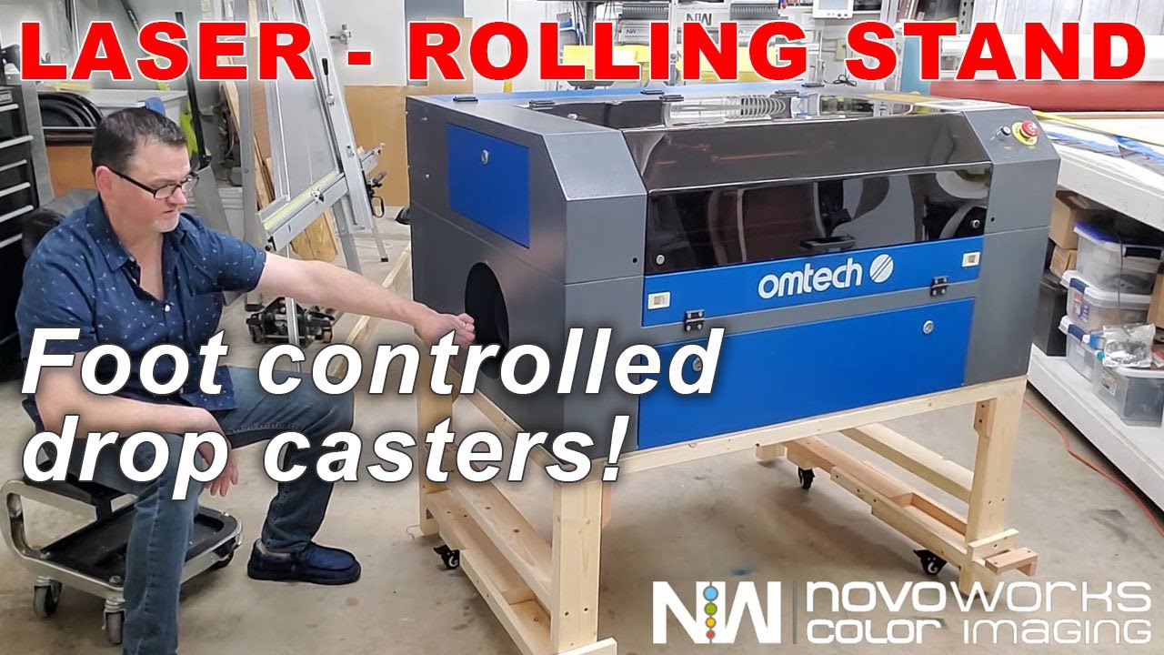 UPDATED! Omtech Laser Cart workbench w/ foot activated drop casters 