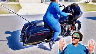 SHE SAID SHE COULD HANDLE IT...TAKING DELIVERY OF HER VERY FIRST HARLEY *2022 CVO ROAD GLIDE*