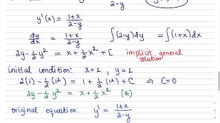 Separable DE: example 4, implicit solution