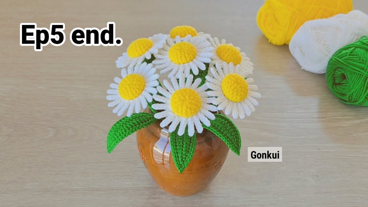 Ep5 end. Assembly 🌼 Crochet Fleabane Daisy Flower Tutorial step