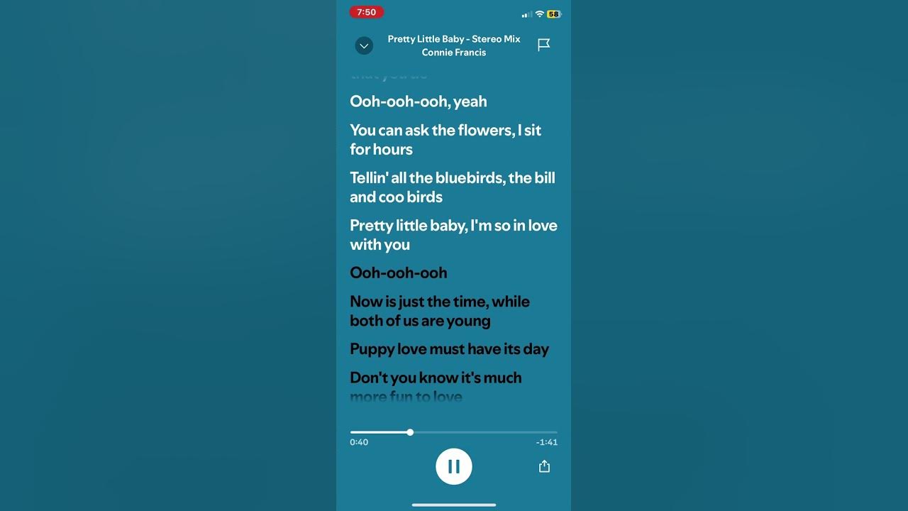 Pretty Little Baby • Connie Francis #spotify #spotifyclone #lyrics #music #pretty