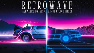 Parallel Drive // Simulated Sunset | Cinematic Synthwave in a Retro Gridscape [Full Album]