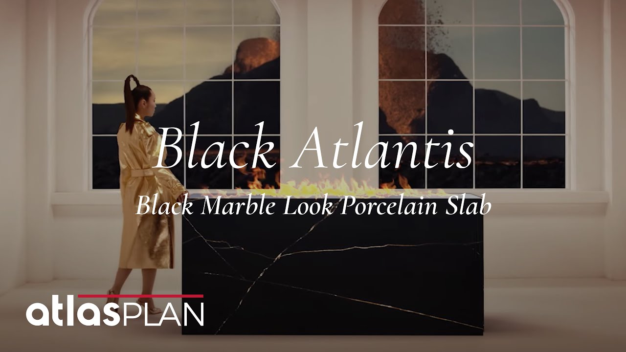 Large black porcelain tiles: marble look | Atlas Plan
