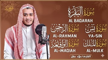 🌹 رقية شرعية للمنزل | تلاوة خاشعة لسور البقرة، يس، الواقعة، الملك، والرحمن بصوت الشيخ علاء عقل🌹