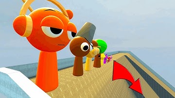 KICKING ALL OREN & TUNER & MR TREE SPRUNKI DOWN GIANT SLIDE IN GMOD !