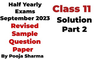 Class 11 || Revised Half Yearly Sample Paper Solution 2023 || Maths || Part 2 || HBSE