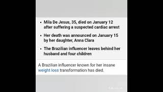 Mila De Jesus, 35, a Weight loss influencer has d*ed from cardiac arrest...