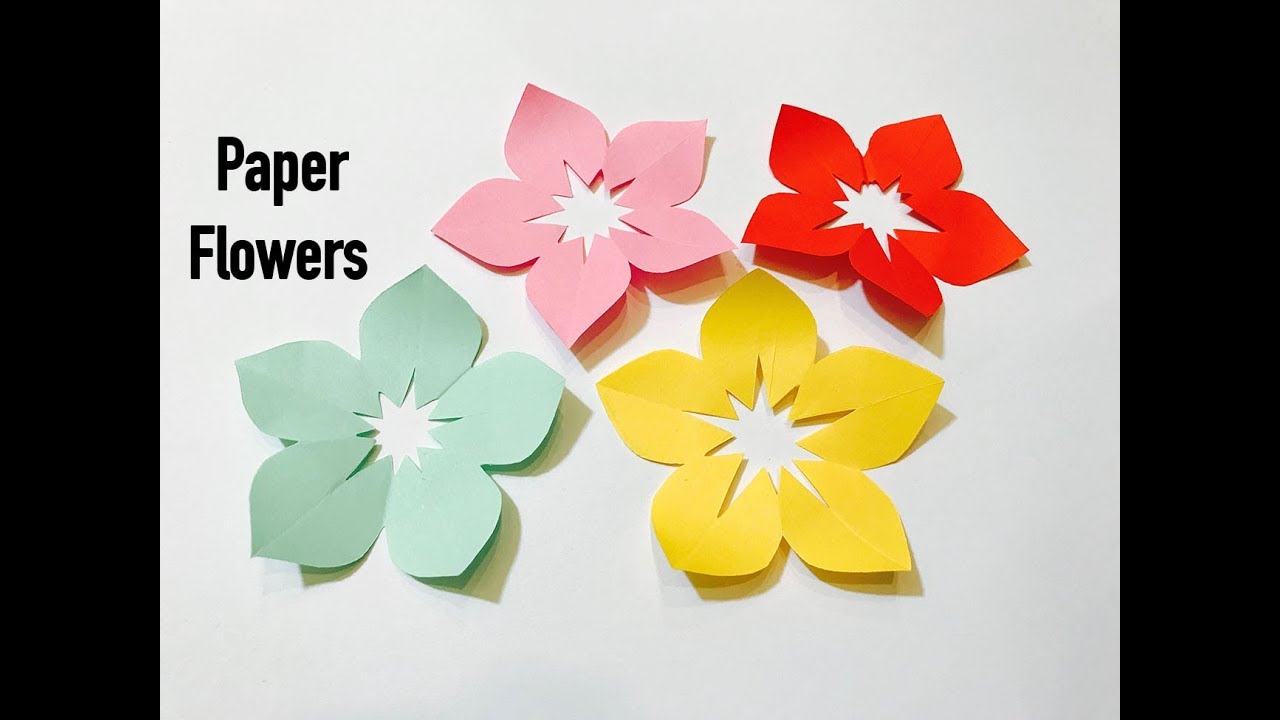 Five-color flower paper-cut art - DIY ART PINS