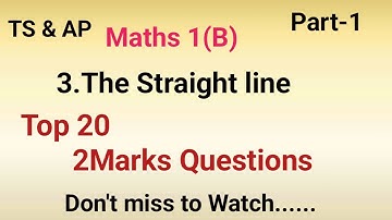 #Maths 1(b)//Top 20 2marks Questions//3.The straight lines//Part-1