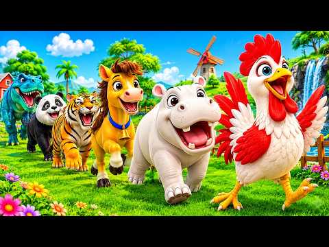 Long Slide Game With Cow Elephant Gorilla Hippopotamus Tiger 3d Animal Game Funny 3d Animals