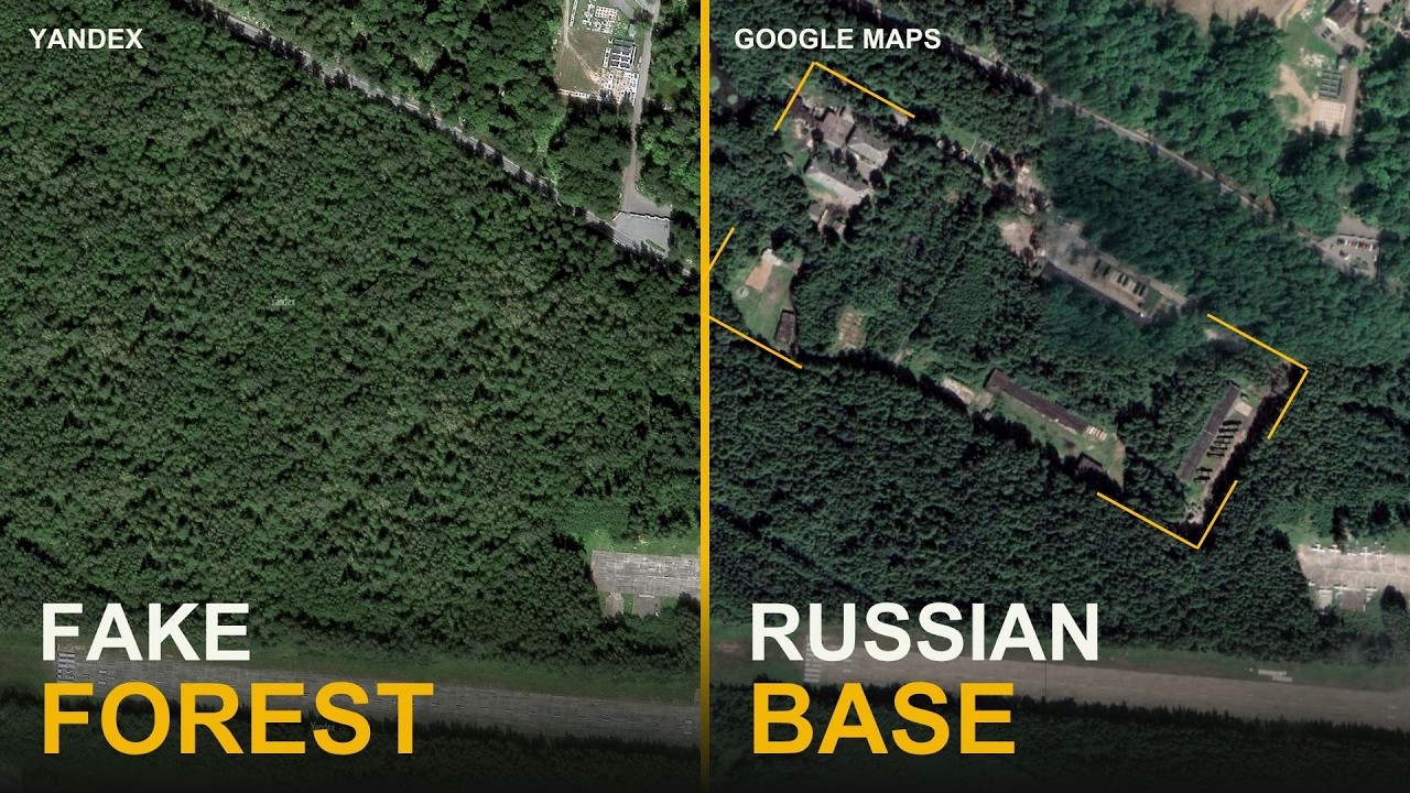 The Russian Base Hidden Beneath a Fake Forest on Satellite Maps
