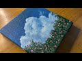 Flowers with blue sky and clouds/easy acrylic painting for beginners/ #acrylicpainting #26