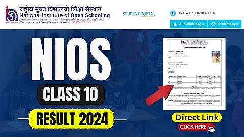 NIOS 10th Result 2024, Released, Download Marksheet @results.nios.ac.in