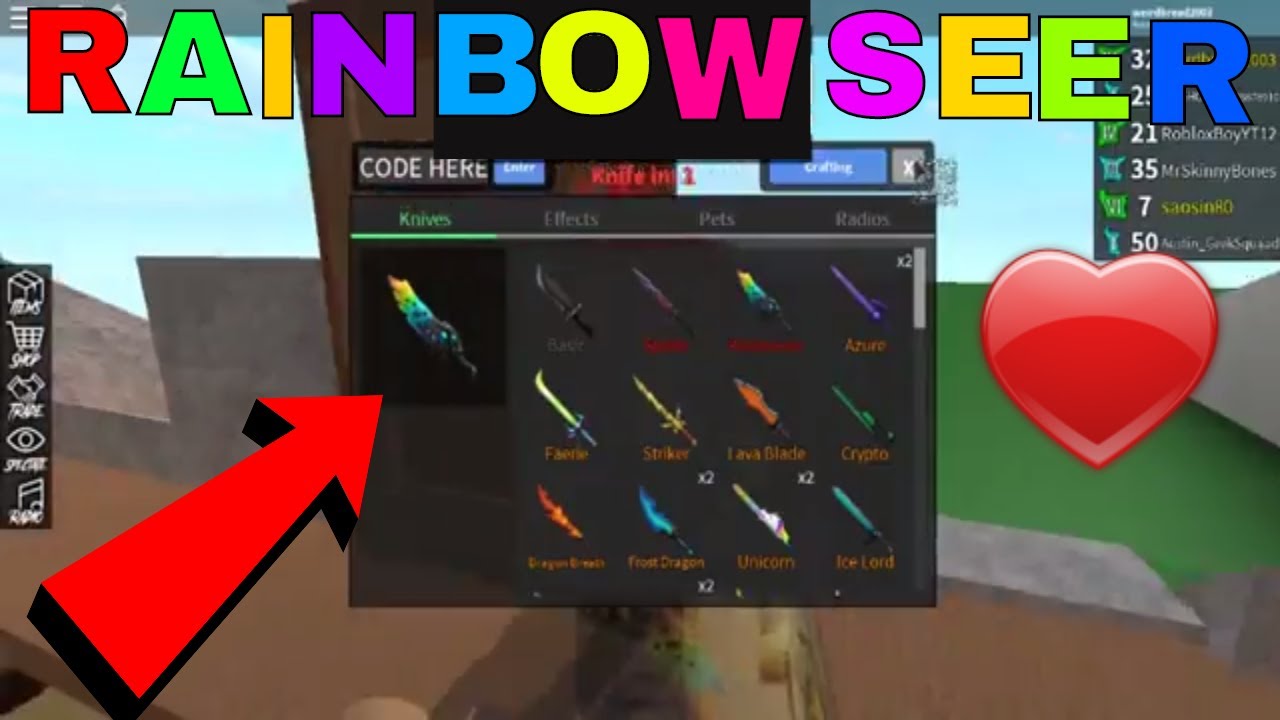 I Got The Rainbowseer Mythic Knife Roblox Assassins Gifts Youtube - codes for exotic knifes on roblox assassin