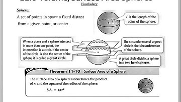 11.6 Volume and Surface Area of Spheres Notes Video
