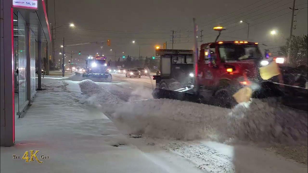 Brampton Awesome plow convoy clearing snow Steeles & Torbram 2232023
