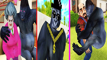 Gorilla Battles in Scary Stranger 3D Vs Scary Teacher 3D