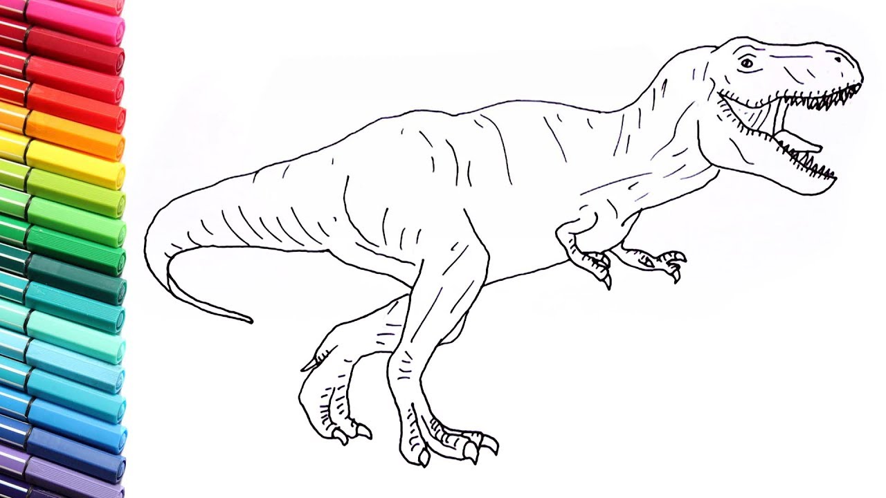 How To Draw And Color The T Rex From Jurassic World Dinosaurs Color Pages Tyrannosaur Kids How To Draw And Color The T Rex From Jurassic World Dinosaurs Color Pages Tyrannosaur Kids