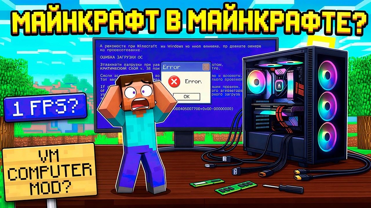 Я ПОЧТИ ЗАПУСТИЛ МАЙНКРАФТ В МАЙНКРАФТЕ (Но мой комп сгорел)