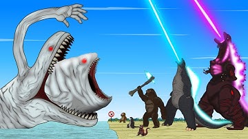 GODZILLA & KONG vs Deep Sea Hand - BLOOP Monster: Size Comparison | Godzilla & Sea Monster Cartoon