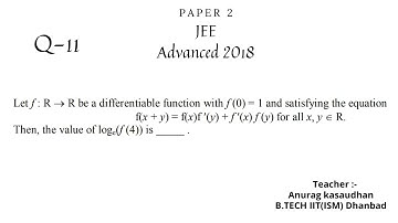JEE Advanced 2018 Math Paper 2 (Q 11) solution | IIT JEE Maths | #jeeadvanced2018 #projecteducation