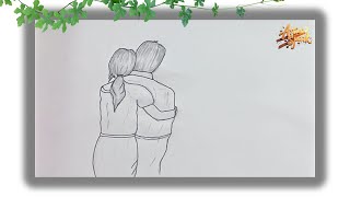 How to Draw a Couple Hugging from Behind with Pencil 💕✨ | Easy Drawing Tutorial