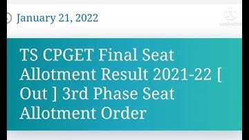 TS CPGET Final Phase seat Allotment results 2021-2022 out//3rd Phase Seat Allotment Order