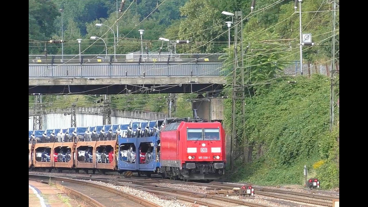 DB 185 338-1 mit einem Ford Zug in Saarbrücken-Jägersfreude