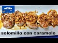 Solomillo caramelizado con cebolla crujiente