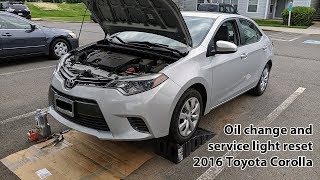 Changing oil and filter, reset service light, 2016 Toyota Corolla
