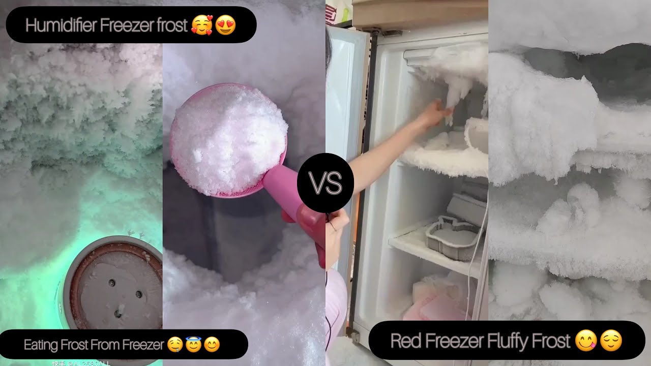 Frozen Freezer😍HUMIDIFIER Freezer Frost eating😇😋Red Freezer Frost ...