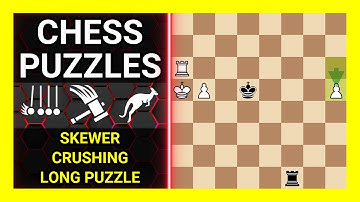 Chess Puzzles to Practice. Themes: Skewer, Crushing, Long puzzle. Learn Chess