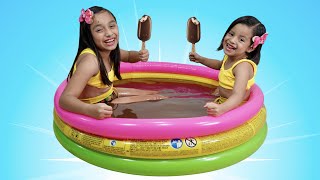 NOS BAÑAMOS EN UNA PISCINA DE CHOCOLATE | Las Leoncitas Kids