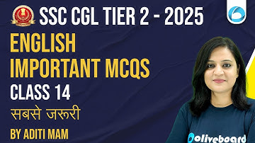 SSC CGL Tier 2 English 2025 | English Important MCQs | सबसे जरूरी | Class 14 | English By Aditi Maam